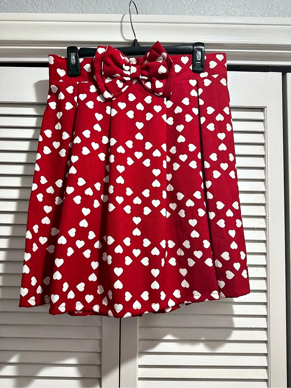 Compania Fantastica Heart Print Bow A-Line Skirt Size 42 Like New